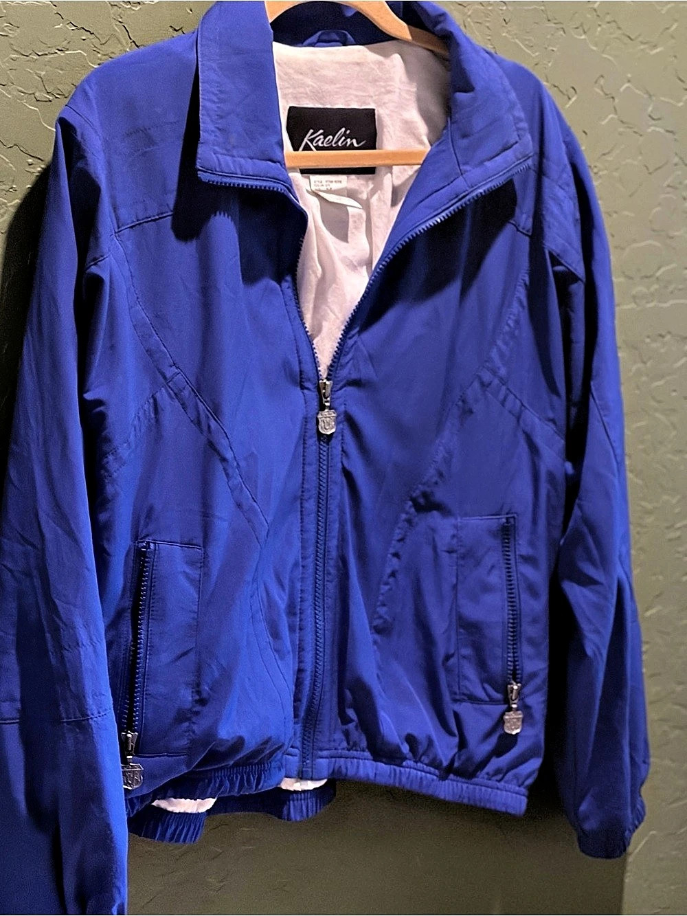 Vintage Kaelin Royal Blue Full Zip Windbreaker Jacket - Size XL Petite - MINT